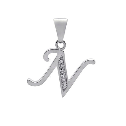 Initial Charm with White Cubic Zirconia — N