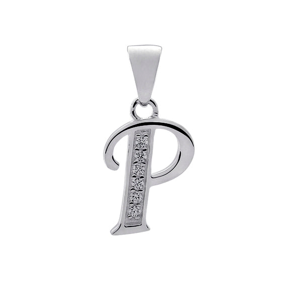 Initial P with White Cz’s Charm
