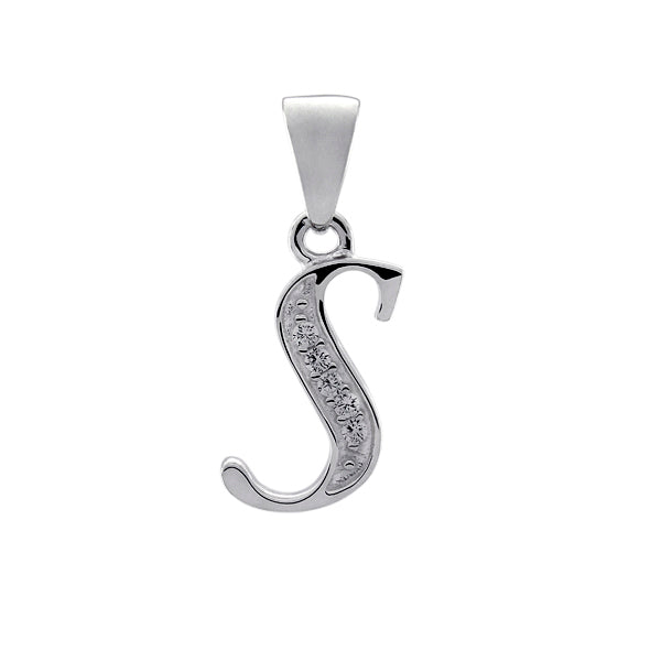 Initial S with White Cz’s Charm