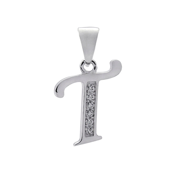 Initial T with White Cz’s Charm