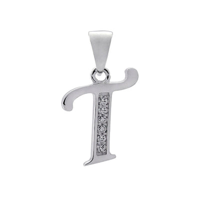 Initial Charm with White Cubic Zirconia — T