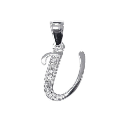 Initial Charm with White Cubic Zirconia — U