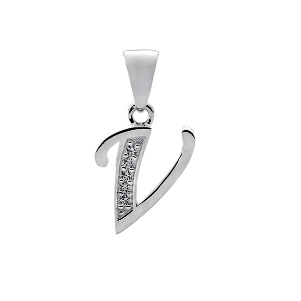 Initial V with White Cz’s Charm