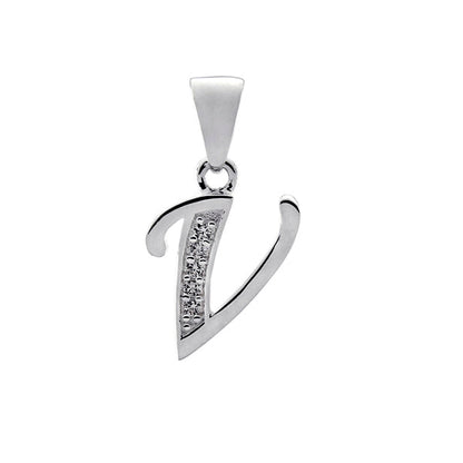 Initial Charm with White Cubic Zirconia — V