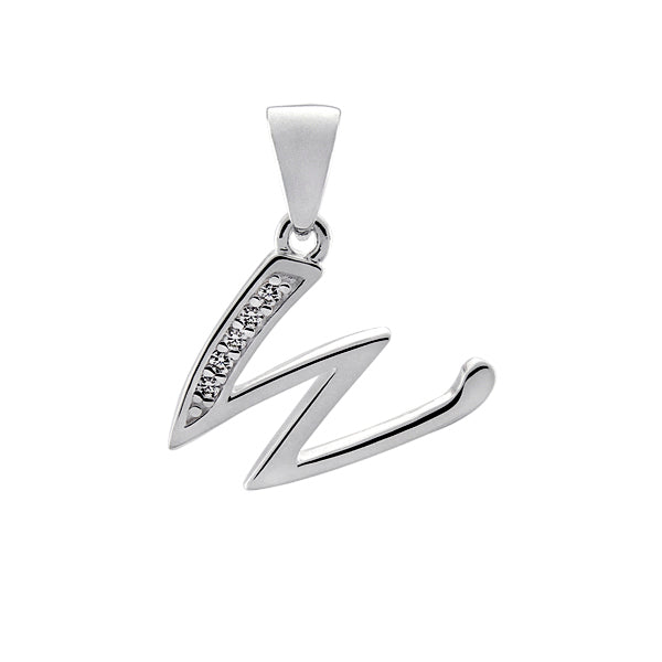 Initial W with White Cz’s Charm