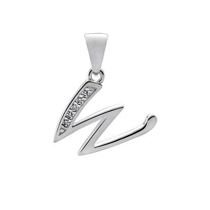 Initial Charm with White Cubic Zirconia — W