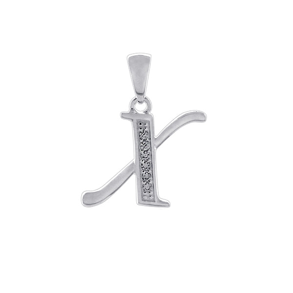 Initial X with White Cz’s Charm