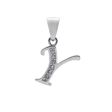 Initial Charm with White Cubic Zirconia — Y