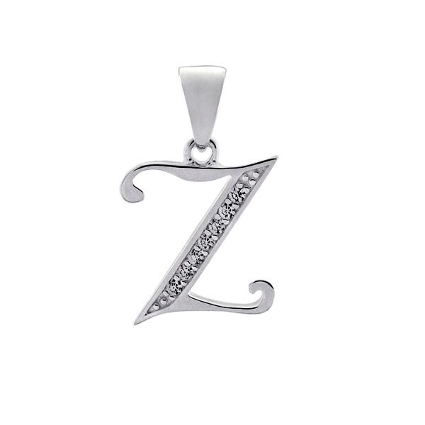 Initial Z with White Cz’s Charm