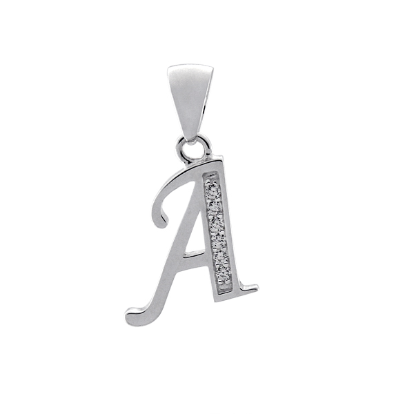 Initial A with White Cz’s Charm
