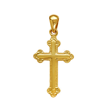 Fancy Milgrain Cross SS-9kt YG/WG-18ktYG