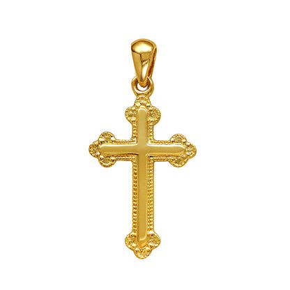 Fancy Milgrain Cross SS-9kt YG/WG-18ktYG