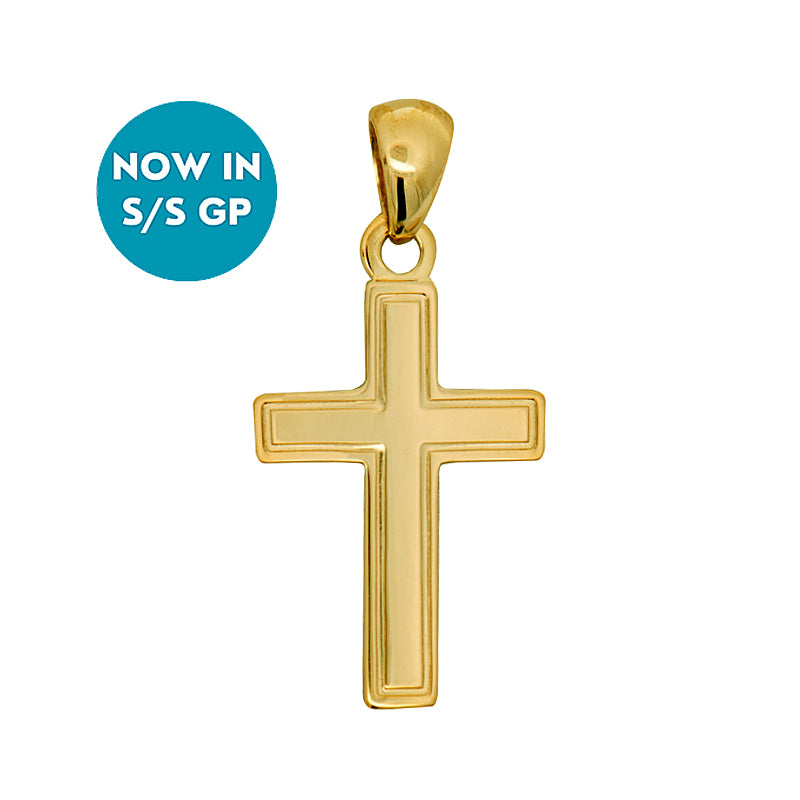 Flat Plain Cross with Border Line 17mm x 10mm