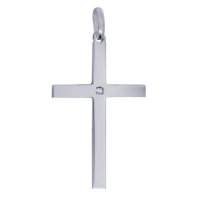 Large Plain Cross with White Cz