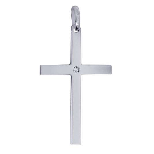 Large Plain Cross with White Cz