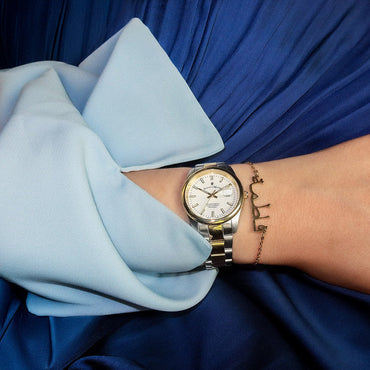 Jacques du Manoir Allure 32mm Three-hands Date Two-tone White dial Stainless steel swiss watch