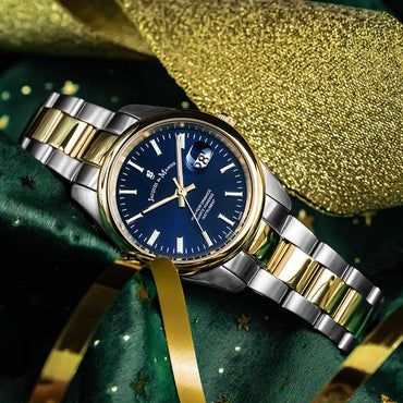 Jacques du Manoir Allure 32mm Three-hands Date Two-tone Blue dial Stainless steel swiss watch
