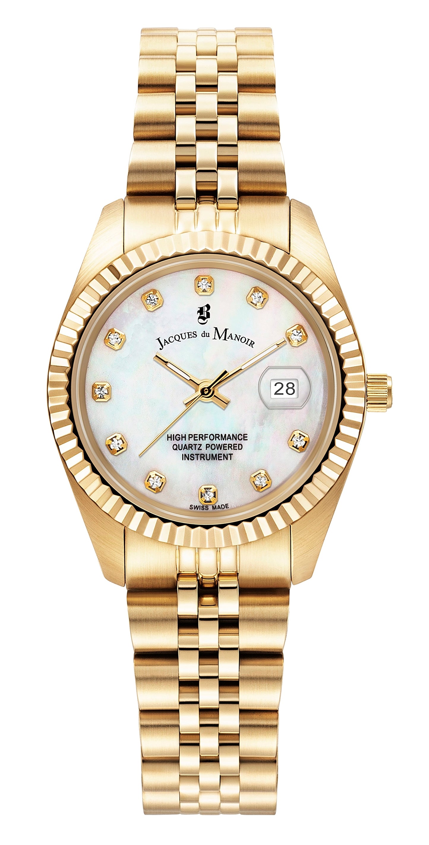 Jacques Du Manoir Swiss Inspiration Gold Watch with Mother Of Pearl Dial