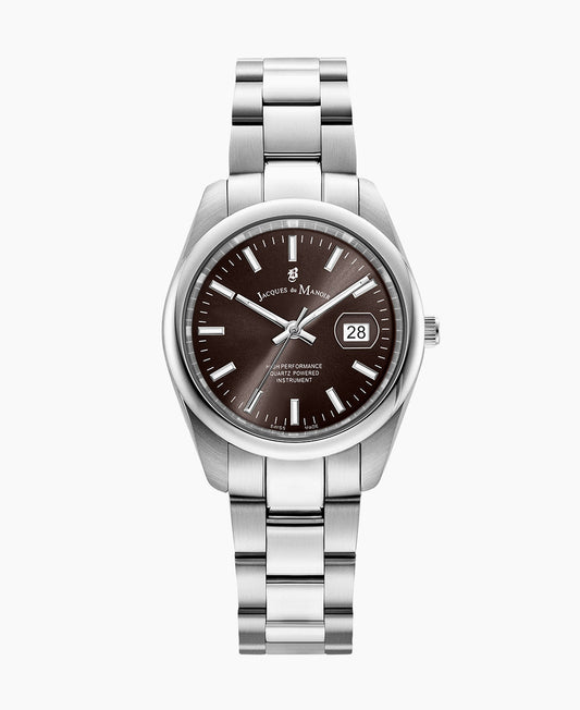 Jacques du Manoir Allure 32mm Three-hands Date Silver-tone Black dial Stainless steel swiss watch