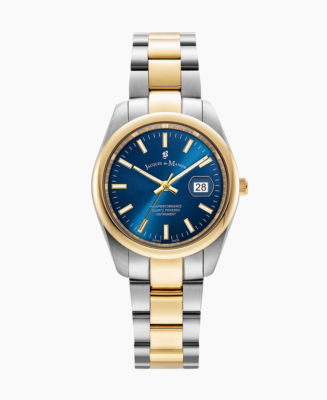 Jacques du Manoir Allure 32mm Three-hands Date Two-tone Blue dial Stainless steel swiss watch
