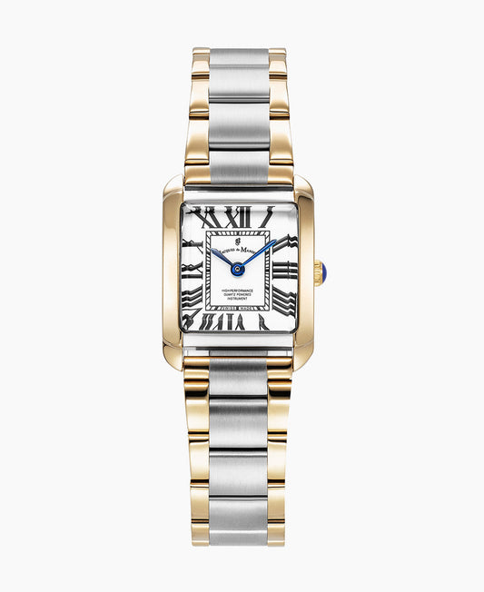 Jacques du Manoir Emily 22x19mm Two-hands Two-tone White dial Stainless steel swiss watch