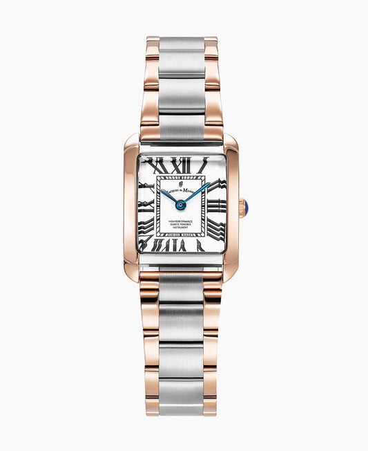 Jacques du Manoir Emily 22x19mm Two-hands Two-tone White dial Stainless steel swiss watch