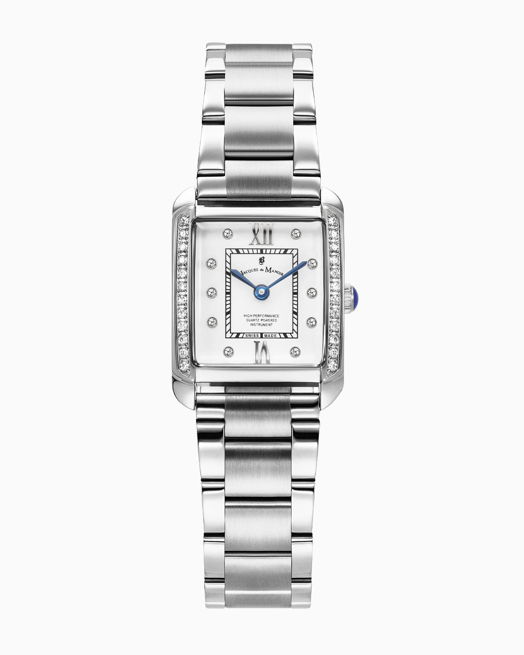 Jacques du Manoir Emily 22x19mm Two-hands Silver-tone White dial with Stones Stainless steel swiss watch