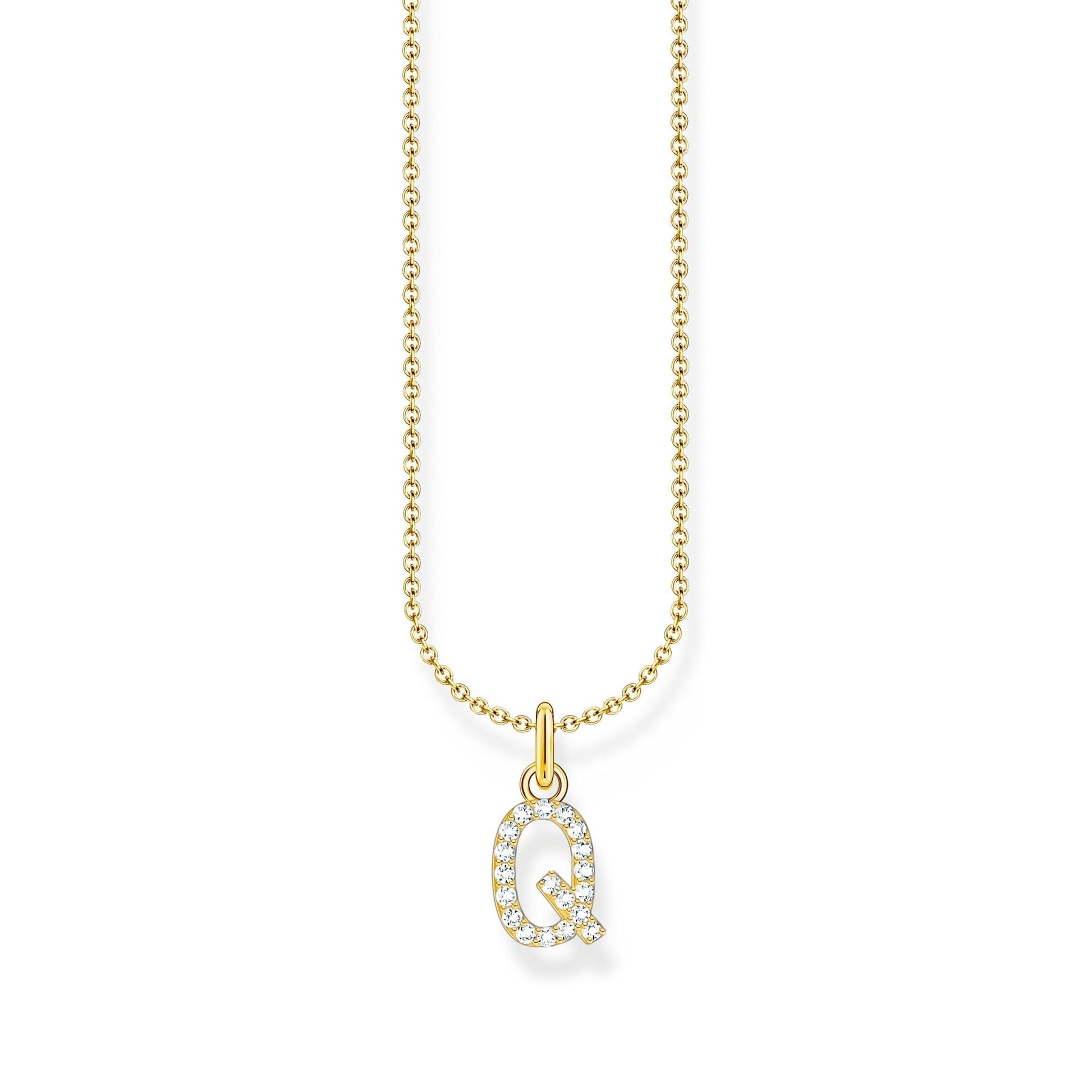 Thomas Sabo Letter Pendant Necklace — Q, Gold-plated