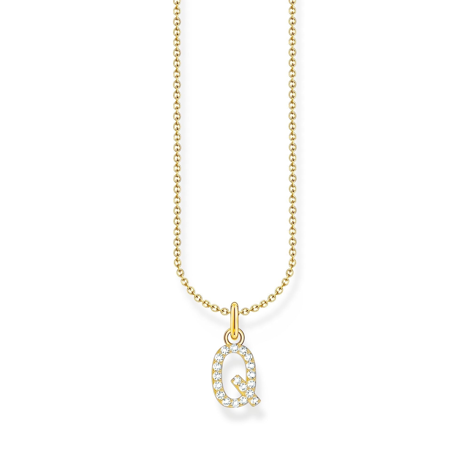 Thomas Sabo Letter Pendant Necklace — Q, Gold-plated