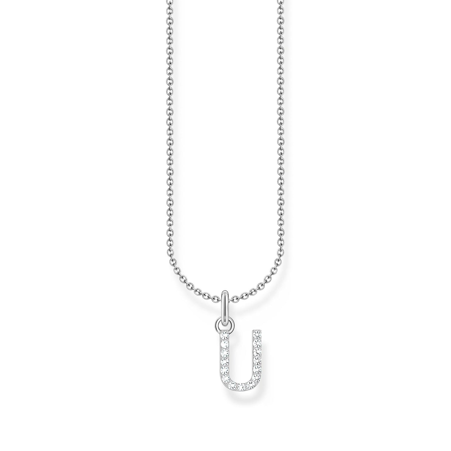 Thomas Sabo Letter Pendant Necklace — U, Sterling silver