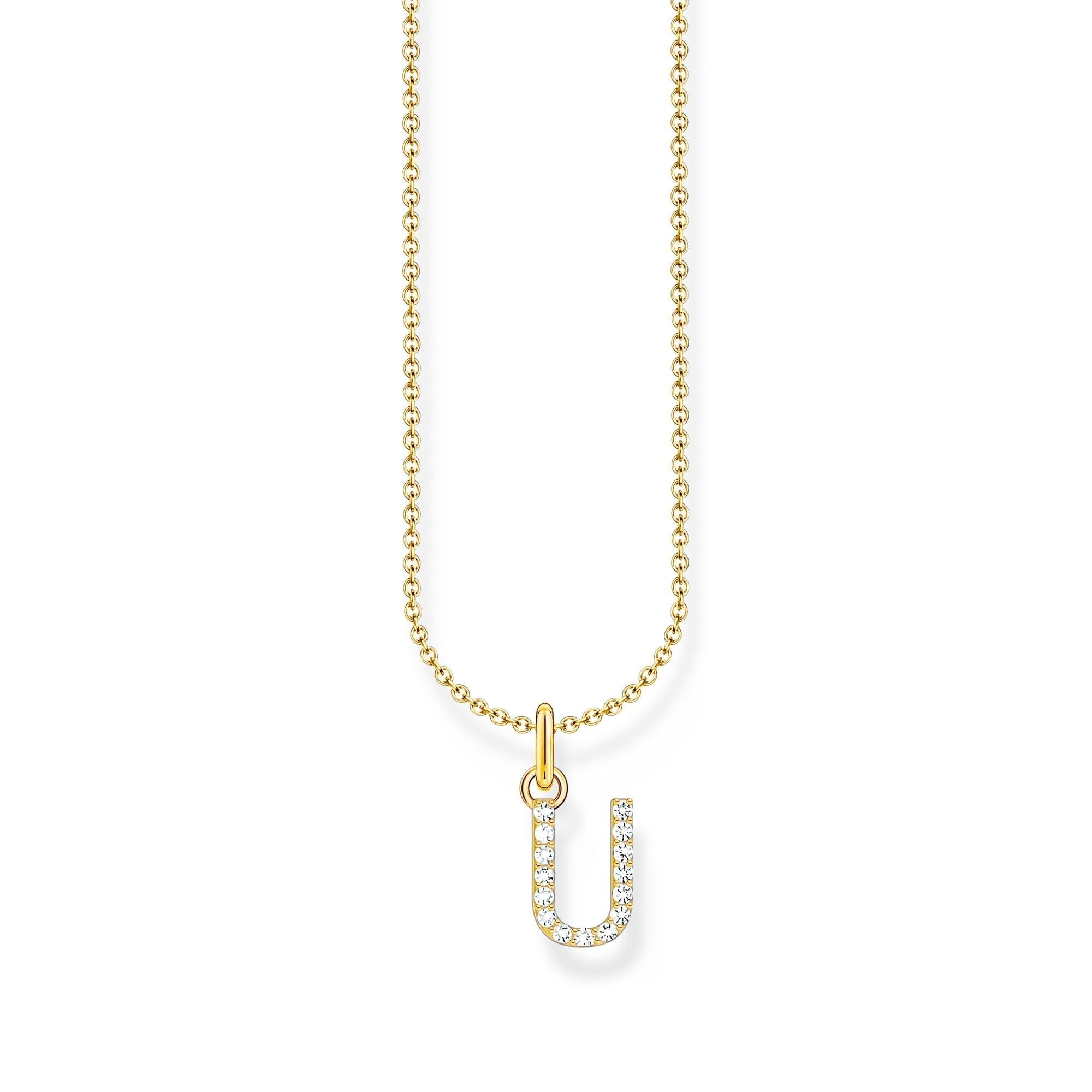 Thomas Sabo Letter Pendant Necklace — U, Gold-plated
