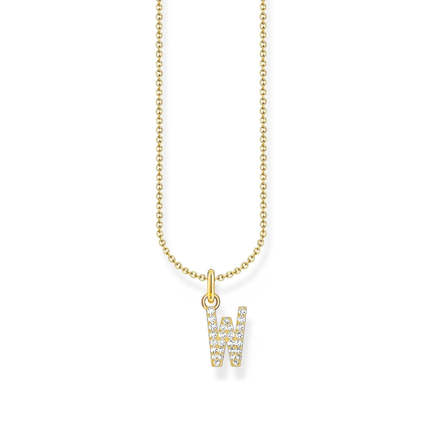 Thomas Sabo Letter Pendant Necklace — W, Gold-plated