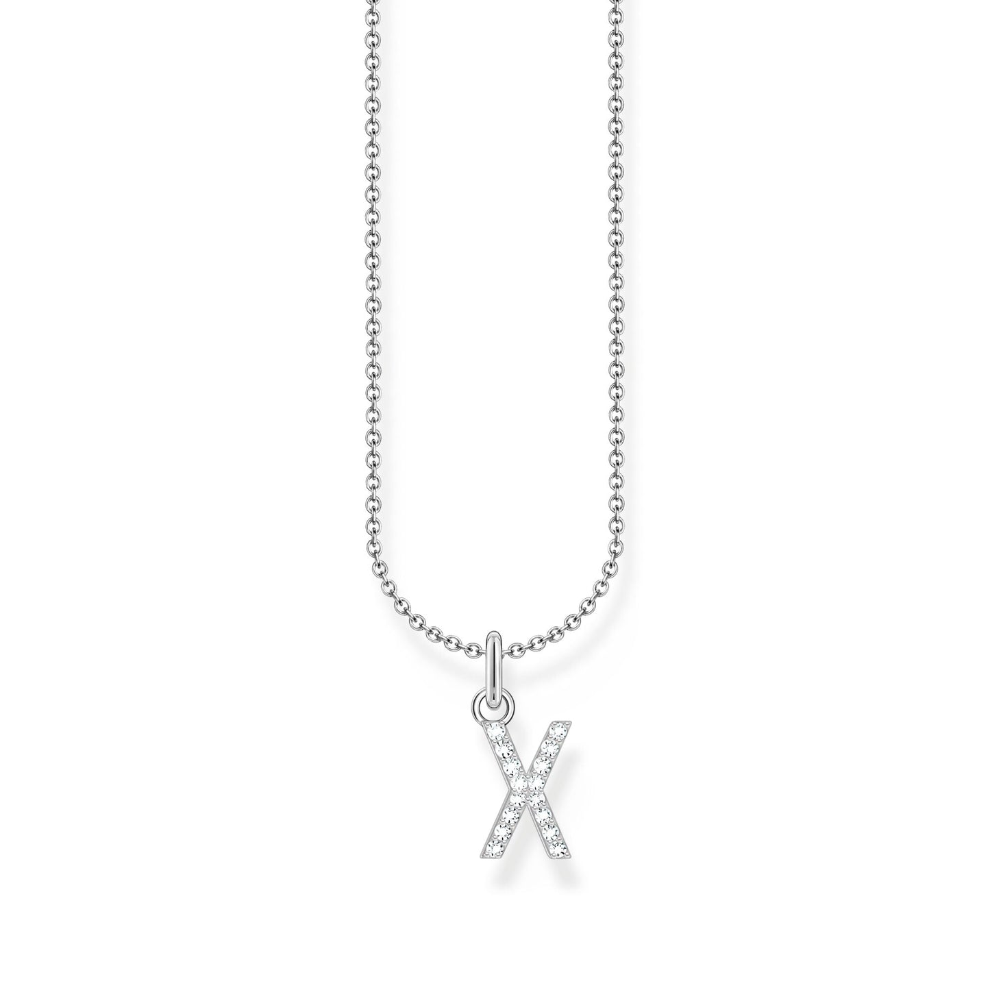 Thomas Sabo Letter Pendant Necklace — X, Sterling silver