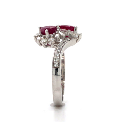 18K White Gold Ruby and Diamond Ring (6mm)