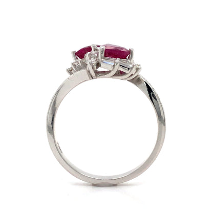 18K White Gold Ruby and Diamond Ring (6mm)