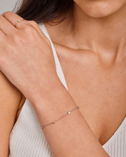 Model wearing 0.15ct Lab Grown Diamond Bracelet in 9K White Gold