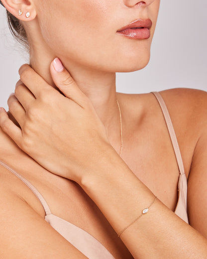 Model wearing 0.15ct Lab Grown Diamond Bracelet in 9K Yellow Gold