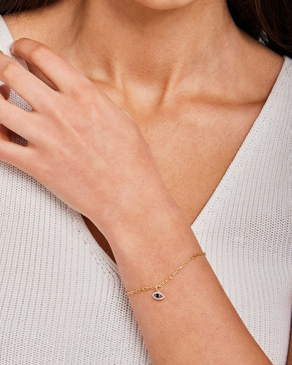 Model wearing 0.02ct Lab Grown Diamond Bracelet in 9K Yellow Gold
