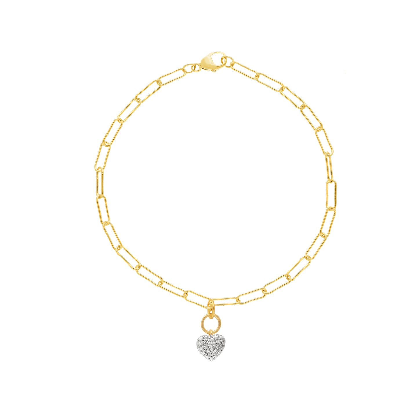 0.02ct Lab Grown Diamond Heart Bracelet in 9K Yellow Gold