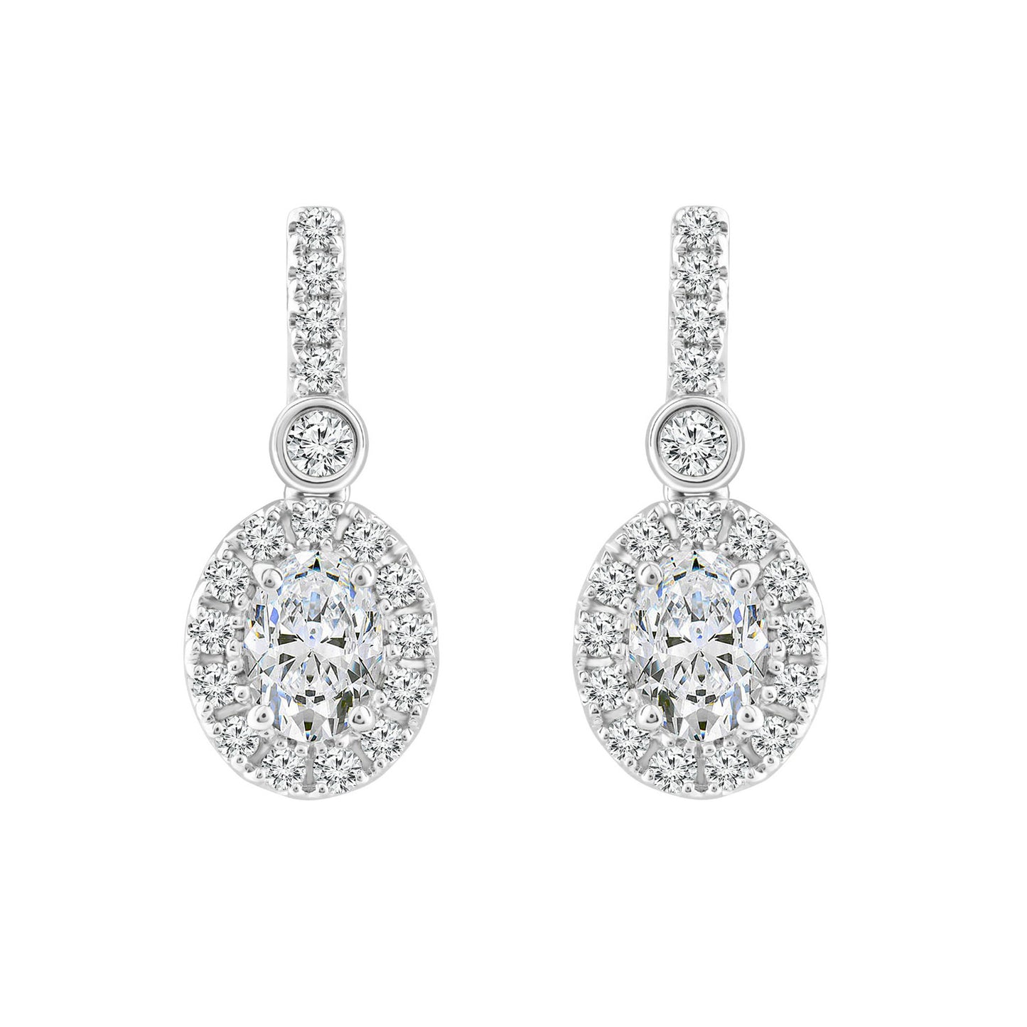 1.45ct Lab Grown Diamond Halo Earrings in 18K White Gold
