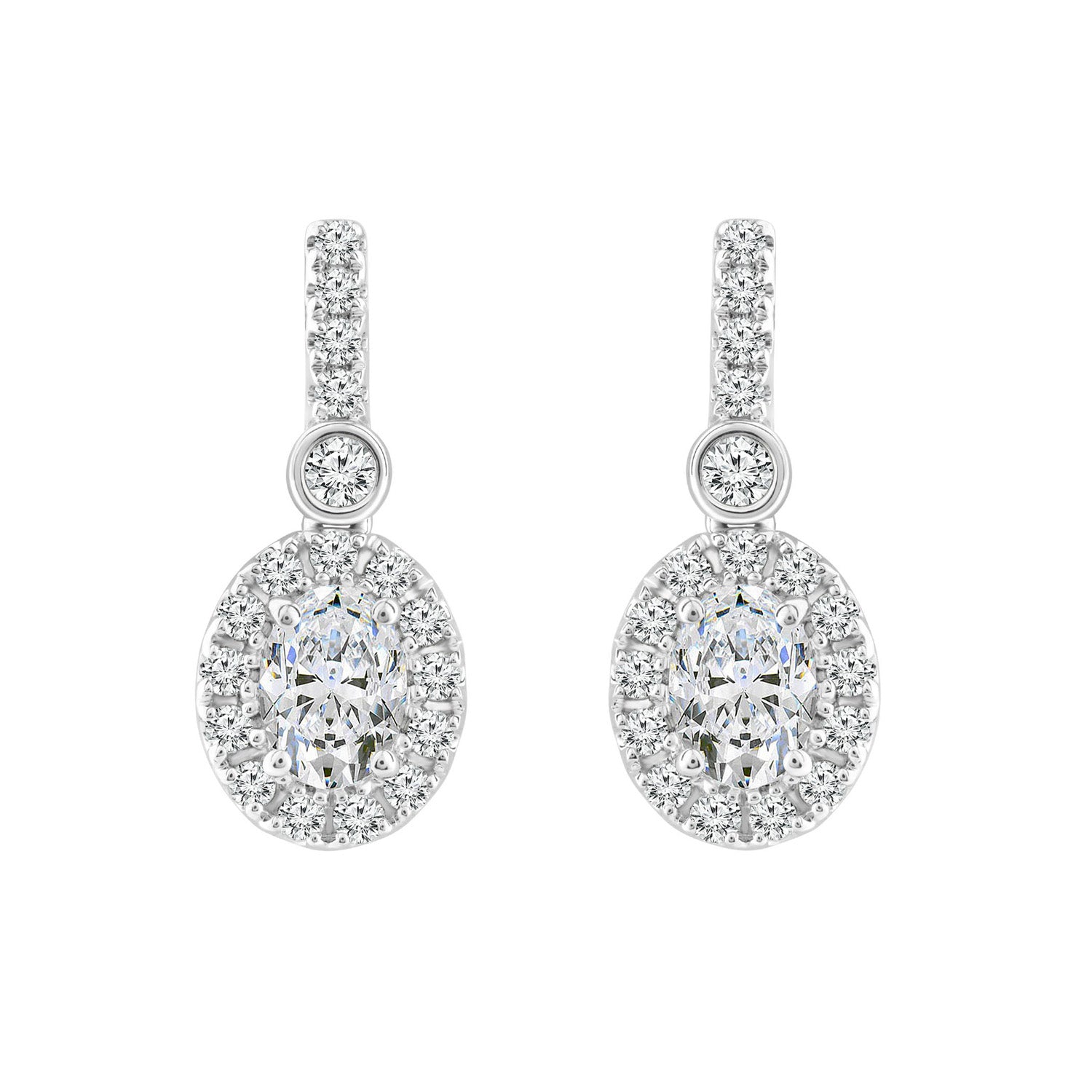 1.45ct Lab Grown Diamond Halo Earrings in 18K White Gold