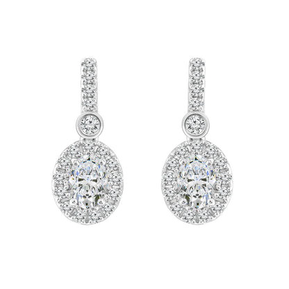 1.45ct Lab Grown Diamond Halo Earrings in 18K White Gold