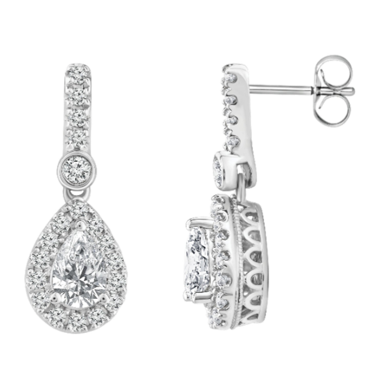 1.47ct Lab Grown Diamond Halo Earrings in 18K White Gold