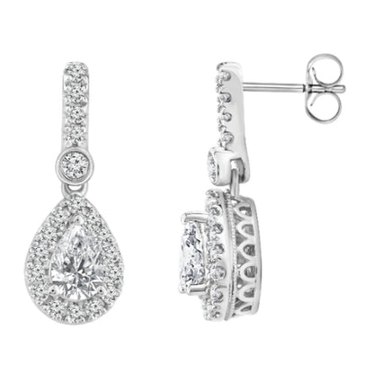 1.47ct Lab Grown Diamond Halo Earrings in 18K White Gold