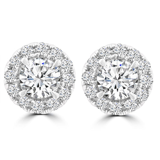 1.00ct Lab Grown Diamond Ear Studs in 18K White Gold