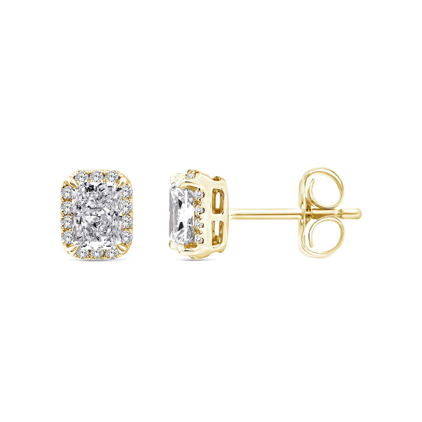 1.12ct Lab Grown Diamond Stud Halo Earrings in 9K Yellow Gold