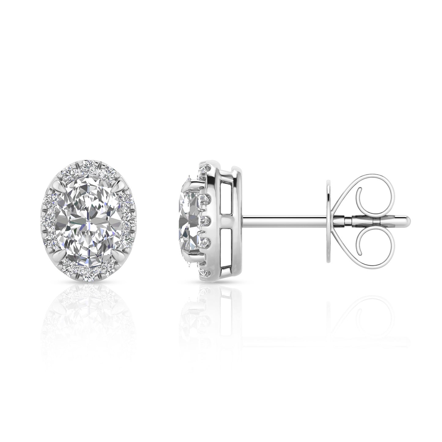 1.12ct Lab Grown Diamond Stud Halo Earrings in 9K White Gold