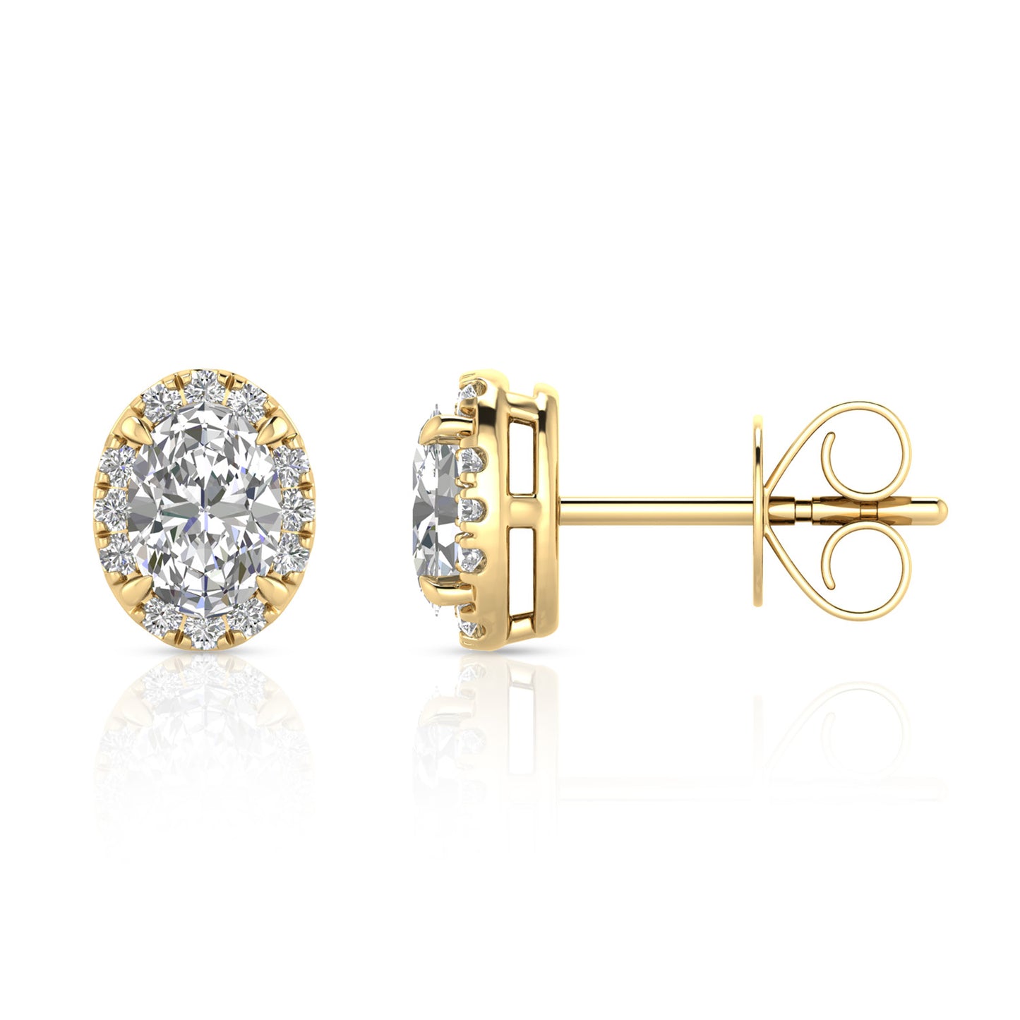 1.12ct Lab Grown Diamond Stud Halo Earrings in 9K Yellow Gold