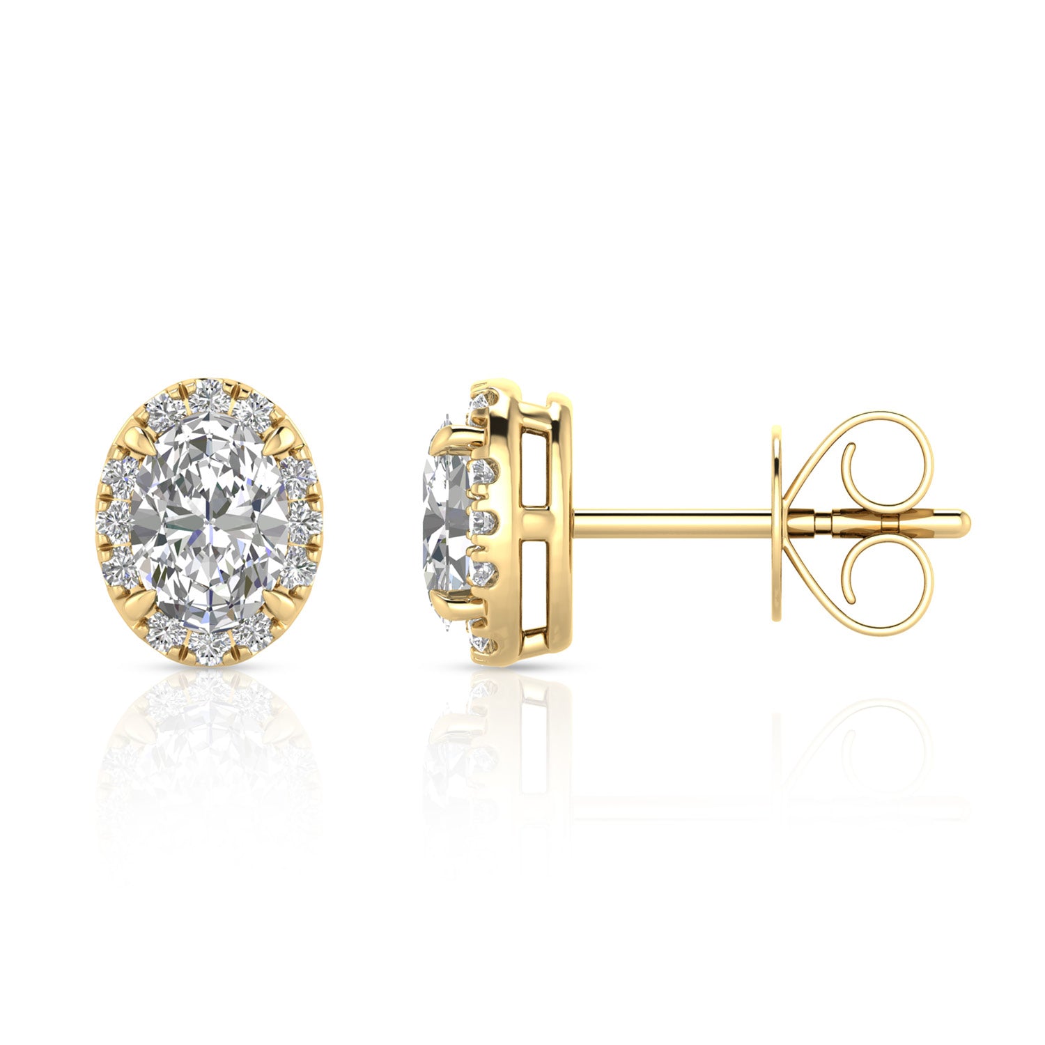 1.12ct Lab Grown Diamond Stud Halo Earrings in 9K Yellow Gold