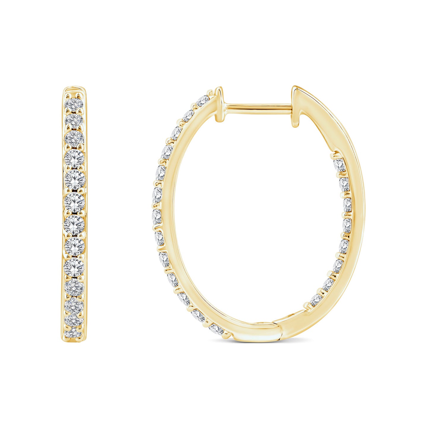 1.00ct Lab Grown Diamond Hoop Earrings in 9K Yellow Gold